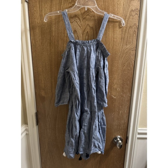 Vineyard Vines Womens Linen Chambray Tiered Tassel Dress/Coverup Size XS Carbon - Picture 6 of 10